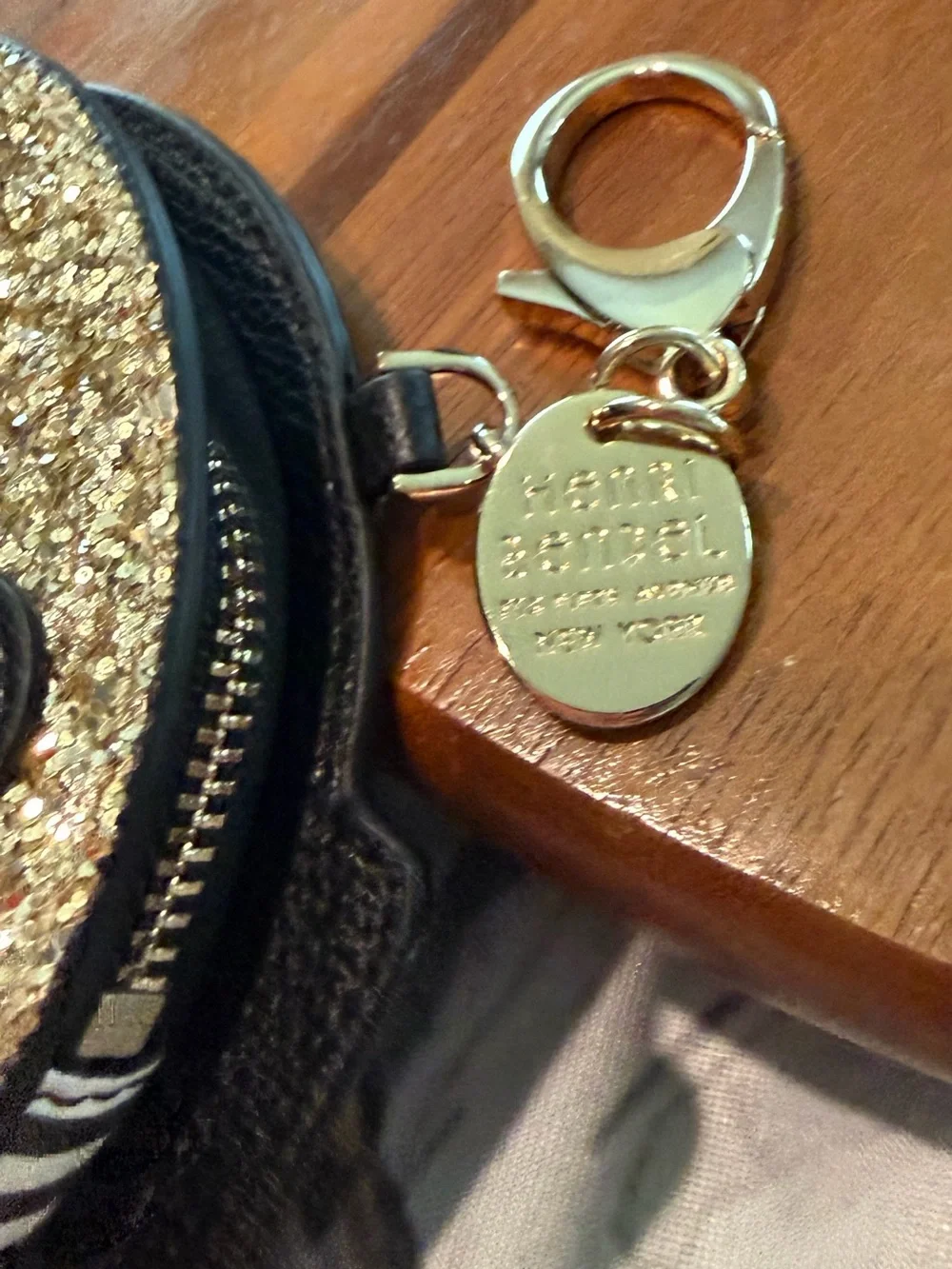 Henri Bendel Robot Gold-Tone Sparkle Coin Purse / Bag Charm NWOT